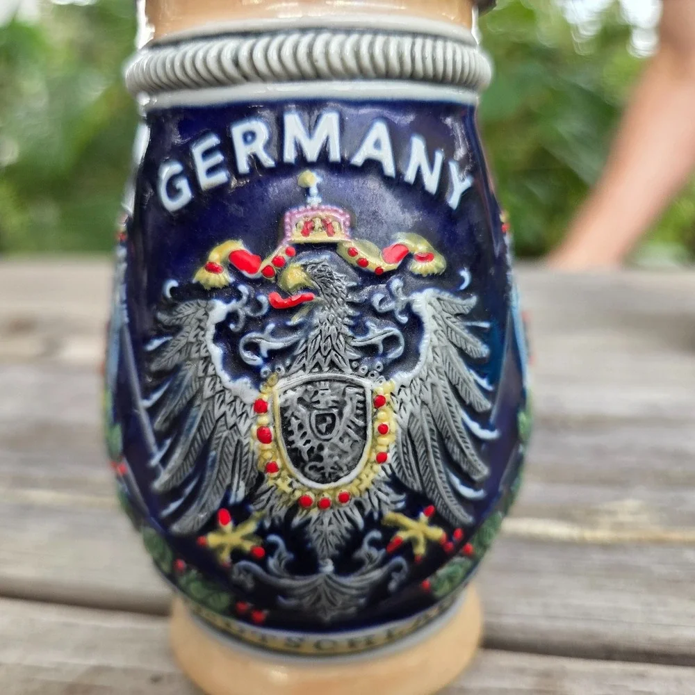 Vintage Domex Beer Stein: Pewter Lid Ceramic Tankard, Germany